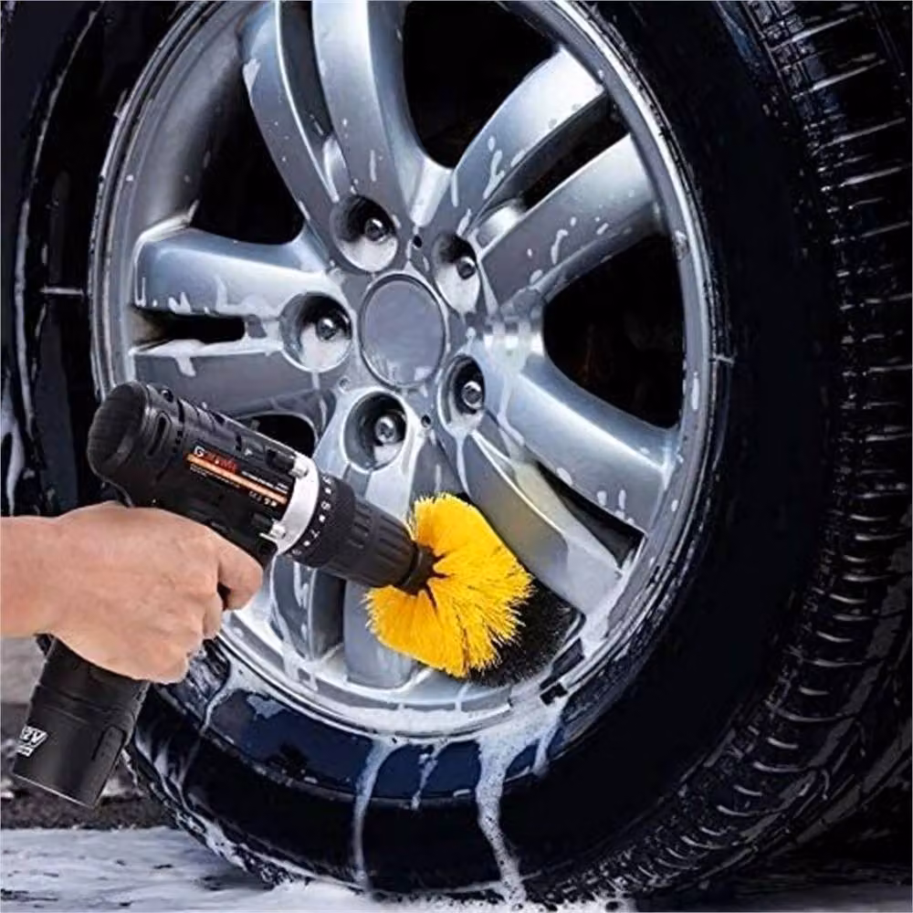 Nordara 5-Piece Yellow Drill Cleaning Brush Set for Home, Car, Tile and Bathroom Use – 3
