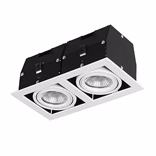 Netlighting Cardan 2 Light Twin Adjustable Square Recessed Downlight in Matt White