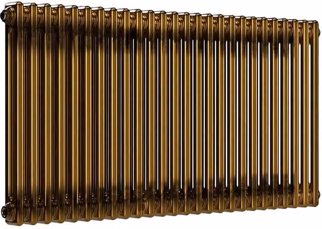 Lux Heat 2-Column Horizontal Wall Mounted Steel Radiator in Gold and Brown, W: 119 cm, H: 60 cm