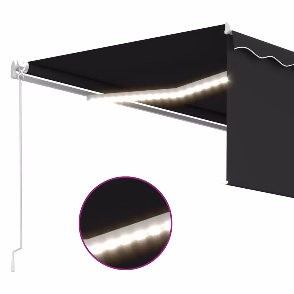 Berkfield Home Manual Retractable Awning with Blind and LED, Anthracite and Black, W: 400 cm, D: 300 cm – 3