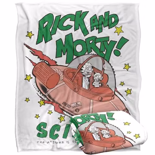 Warner Bros. Rick and Morty Rick's Ship Comic Super Soft Fleece Throw Blanket, Multicolour, W/D: 152 x 127 cm