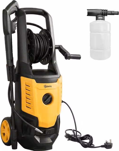 Outsunny 2200W 170 Bar Pressure Washer with Nozzle, Yellow