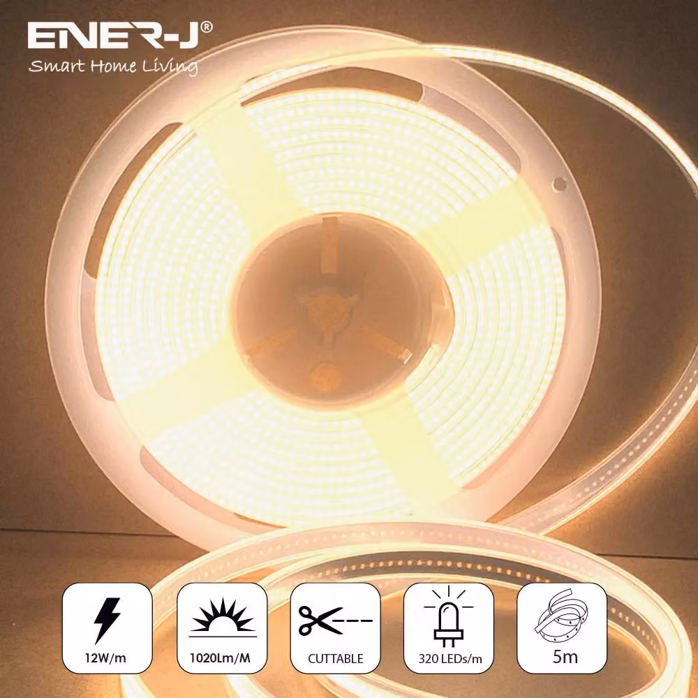 ENER-J 24V COB LED Strip Light, 30 Metre Roll, White, 4000K, IP65 – 2