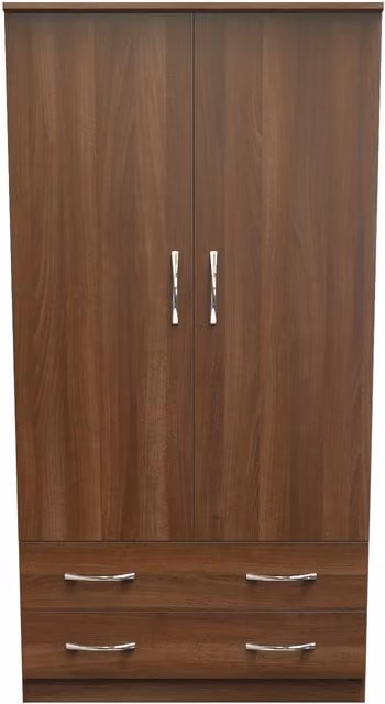 Ready Assembled 2 U Hampshire Wide 2 Drawer Wardrobe in Walnut
