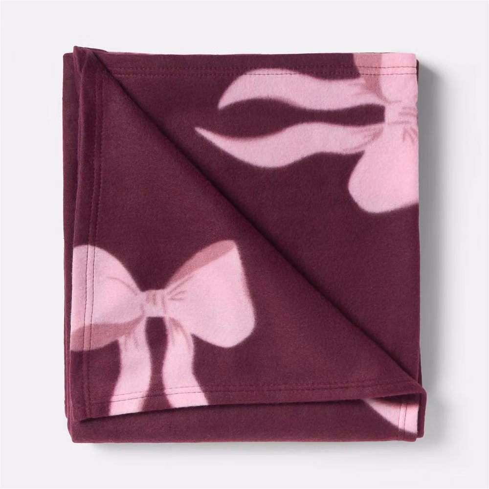 OHS Fluffy Polar Fleece Throw Blanket in Burgundy, W: 200 cm, D: 240 cm – 5