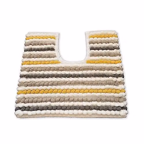 Allure Bath Fashions Striped Chunky Bobble Pedestal Mat, Multicolour (Yellow, Grey), W/D/H: 50 x 50 x 2 cm