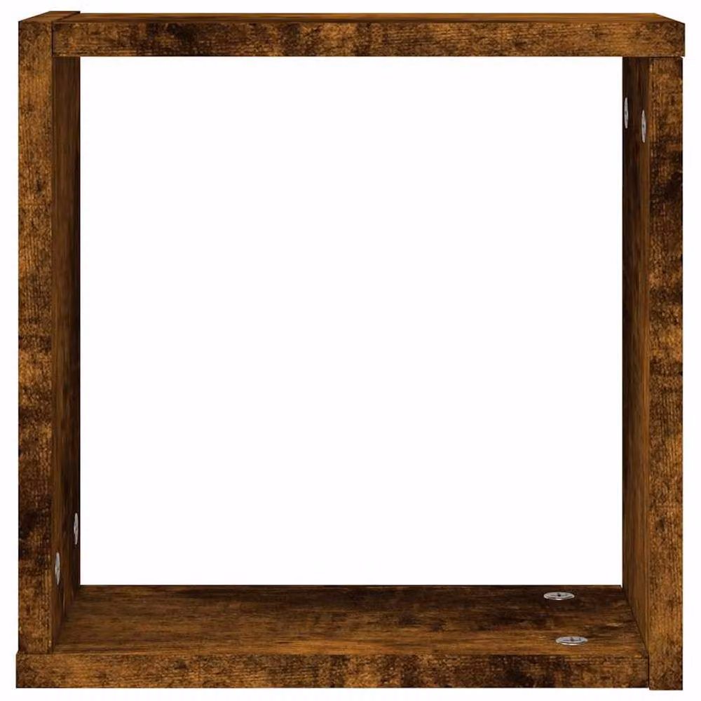 Berkfield Home Wall Mounted Cube Shelves, 2 Piece Set in Smoked Oak Brown, W/D/H: 30 x 15 x 30 cm – 5