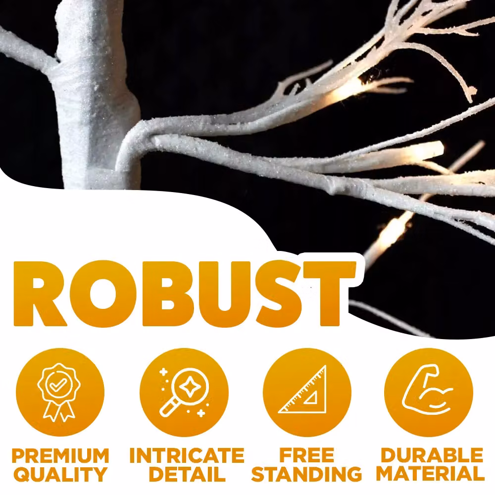 Marco Paul Pre-lit White LED Tabletop Twig Tree in Silver, Height: 140 cm – 3