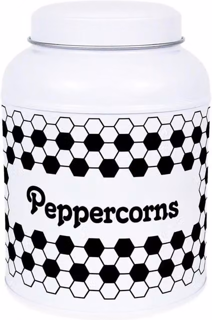 Purely Home Hexagon Tiles Snacks Canister with Small Domed Lid, Black and White Geometric Design, 110 g