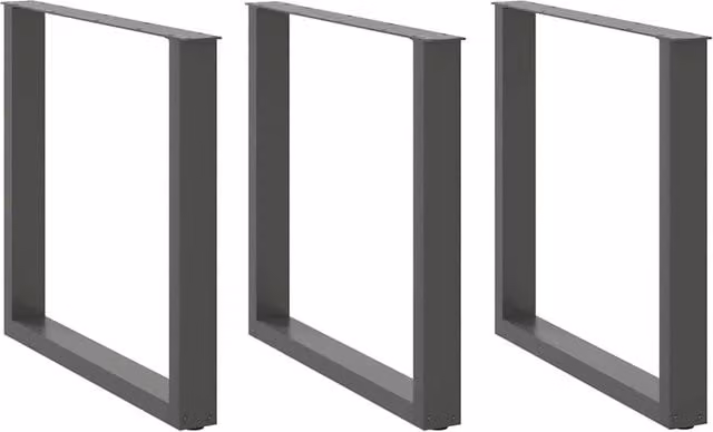 Berkfield Home U-Shaped Steel Coffee Table Legs, 3 Pieces, Anthracite Black, H: 72.5 cm x W: 90 cm – 1