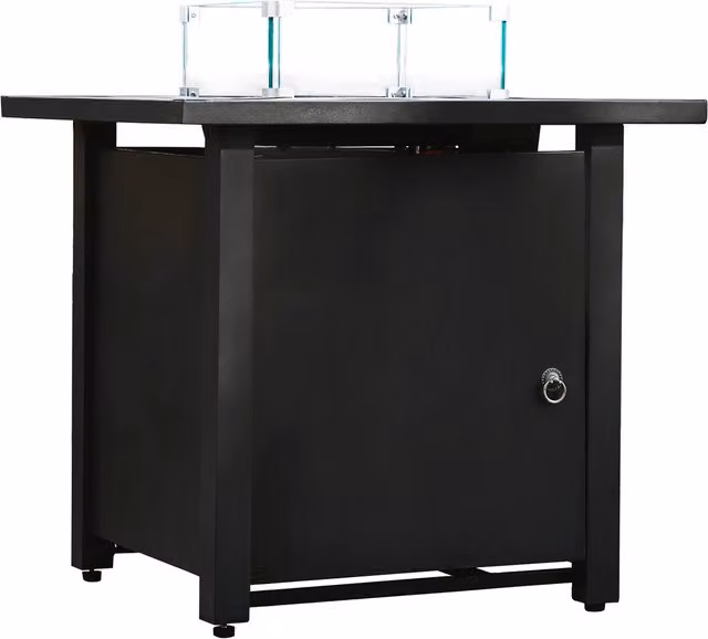 Teamson Home 2-in-1 Gas Fire Pit Table Heater with Lava Rocks in Grey and Black