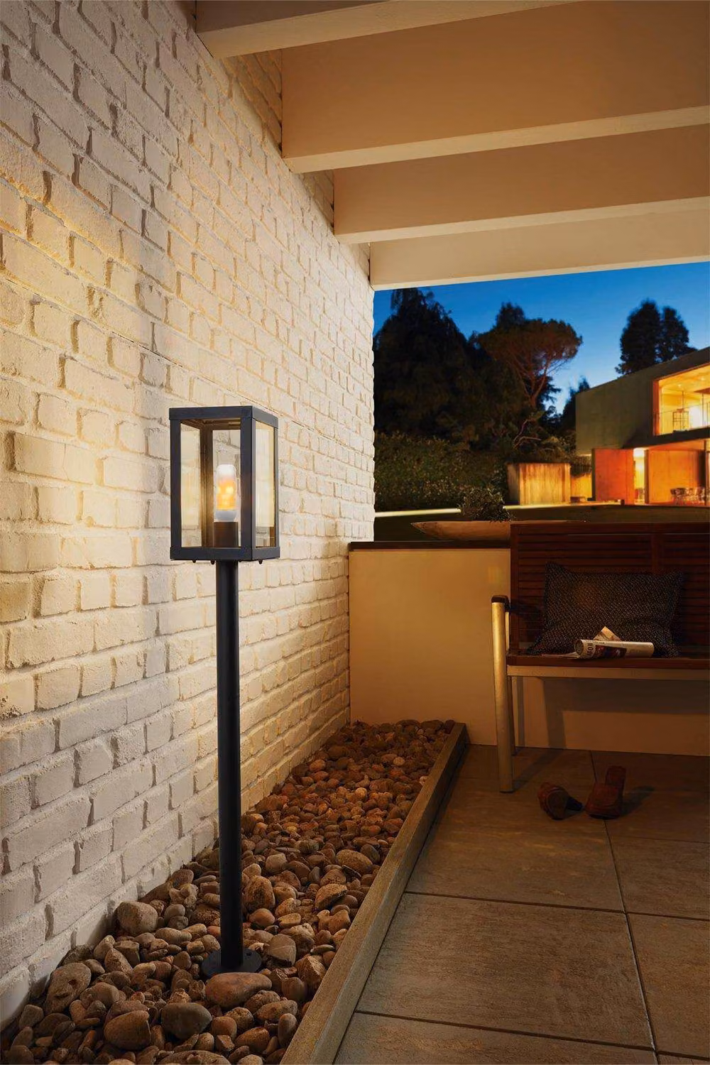 Eglo Alamonte 1 Black Metal and Glass Outdoor Floor Lantern for Gardens and Paths – 2