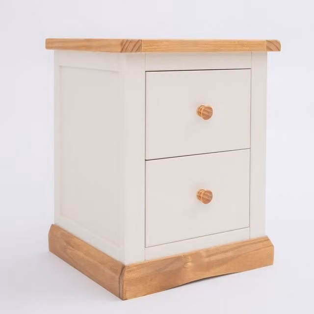 Cabinet Bits Trevi 2 Drawer Bedside Cabinet in White Pine Wood