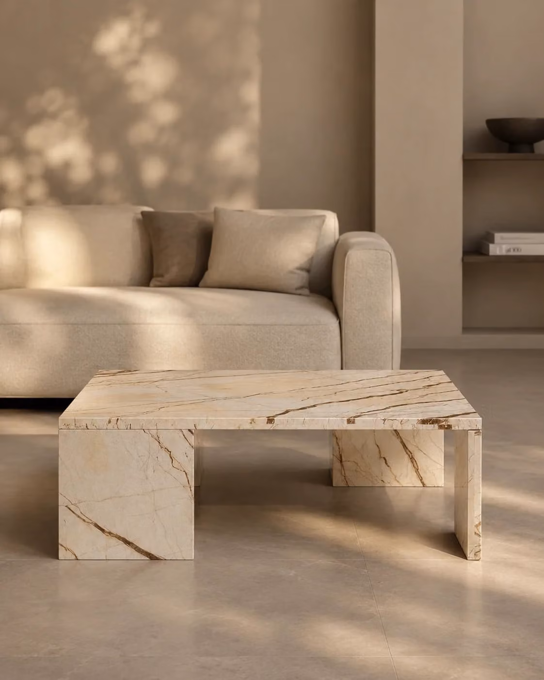 Tommy Franks Kenzo Square Marble Coffee Table in White and Gold