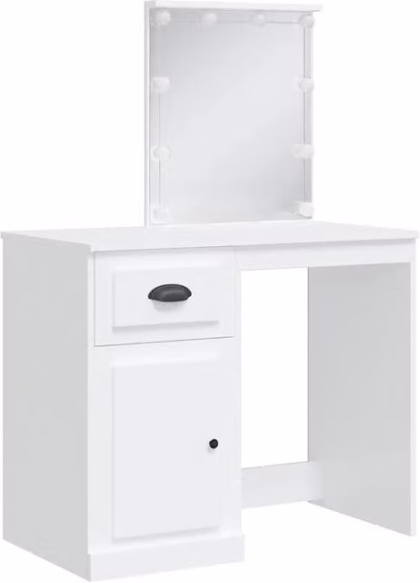 Berkfield Home Beautiful Dressing Table with Hollywood LED Lights, White, W/D/H: 90 x 42 x 132.5 cm – 1