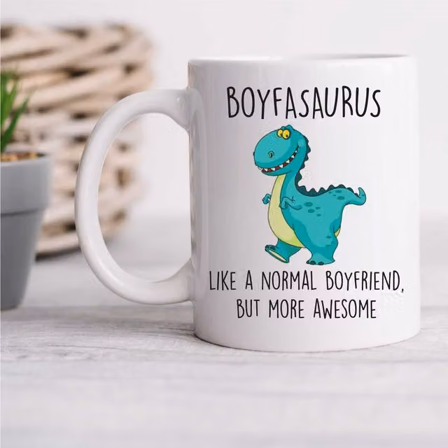 60 Second Makeover Boyfasaurus Ceramic Mug in White – 1