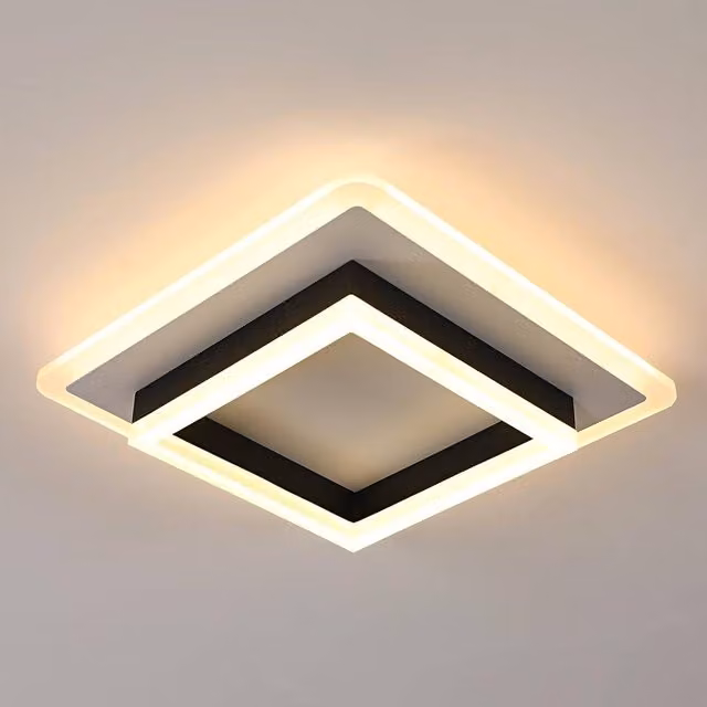 COMELY 30W Square LED Ceiling Light in Black with Acrylic Finish