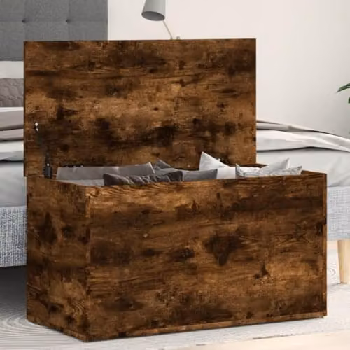 vidaXL Modern Storage Chest and Kids Toy Box in Smoked Oak Wood, Brown, W: 84 cm, D: 46 cm, H: 42 cm – 2