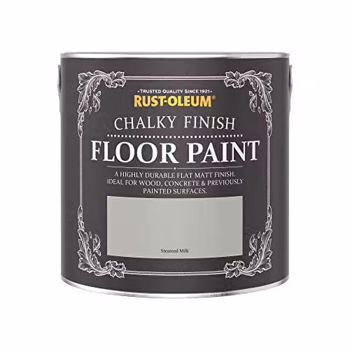 Rust-Oleum Scratch-Proof Water Based Floor Paint in Matt Finish, Steamed Milk White, 2.5L – 3