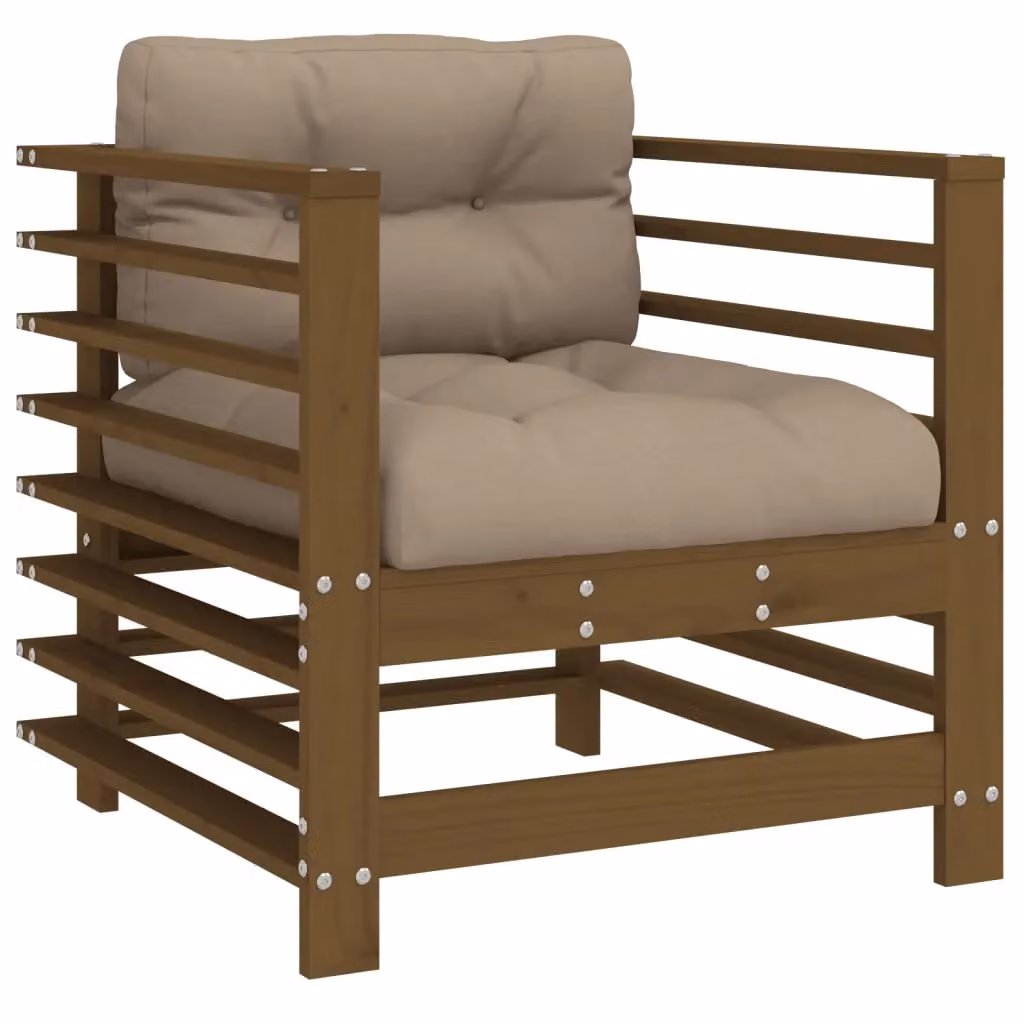 Berkfield Home Set of 2 Rustic Garden Chairs with Cushions in Brown Solid Pine Wood – 3