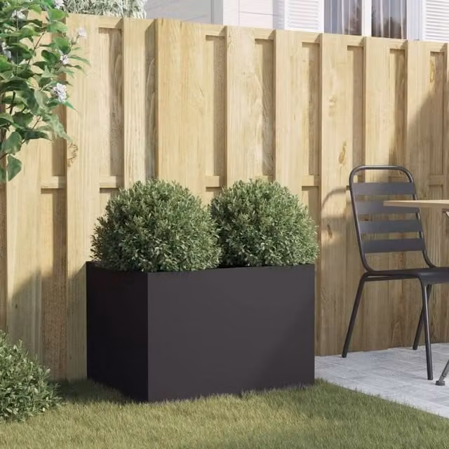 Berkfield Home Steel Planter Tub, Black, W: 62 cm, D: 47 cm, H: 46 cm