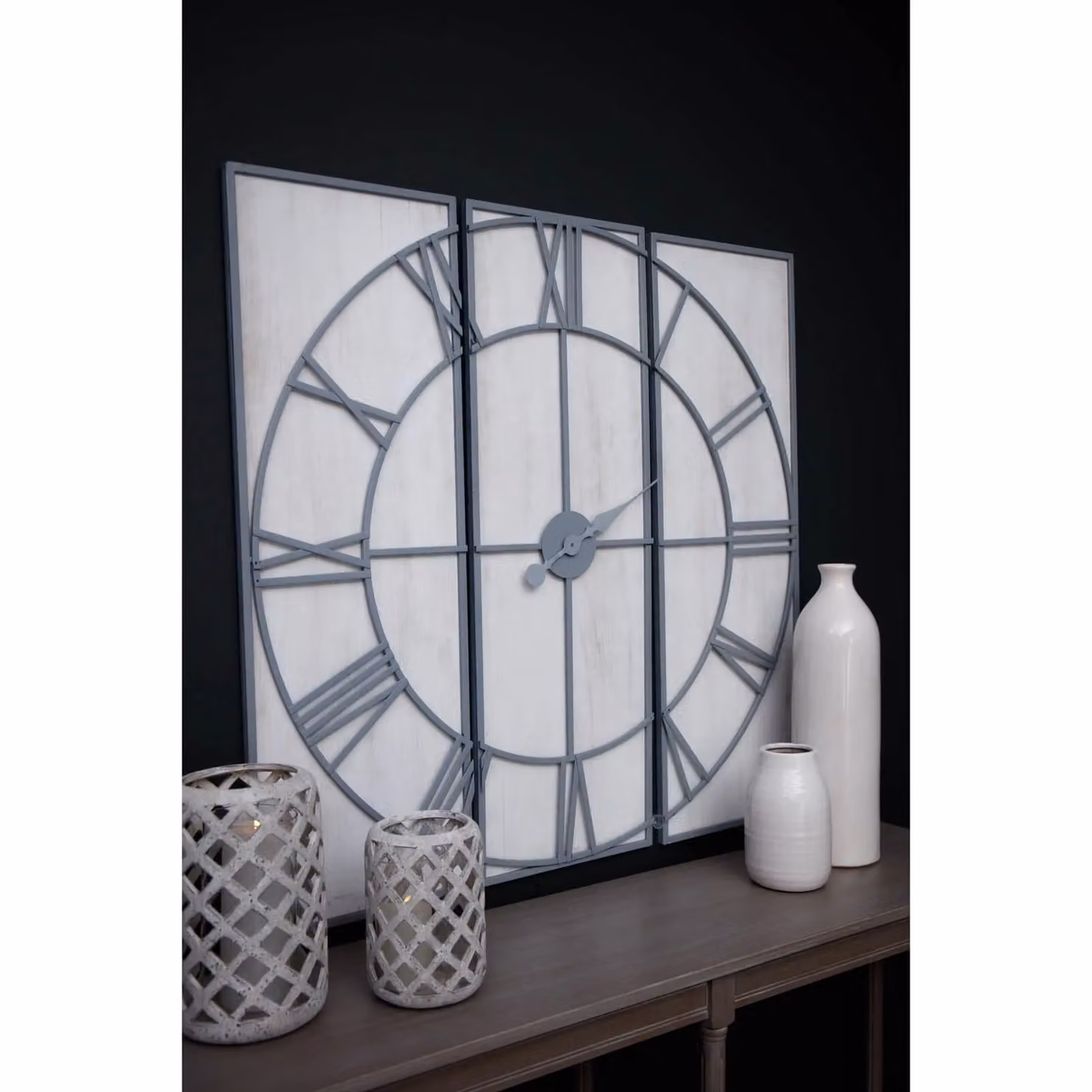 Love Lace Roza Panelled Analog Wall Clock in Silver and Grey – 4