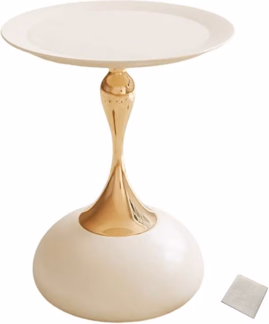 Ventryn Modern Round Metal Coffee Table in White and Gold – 1