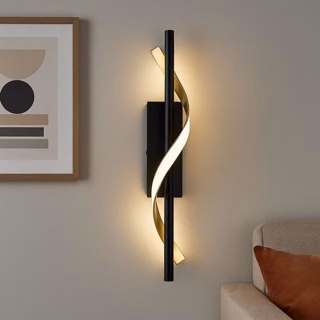 Eglo Conaprato Modern LED Up and Down Wall Light in Black and Brushed Brass