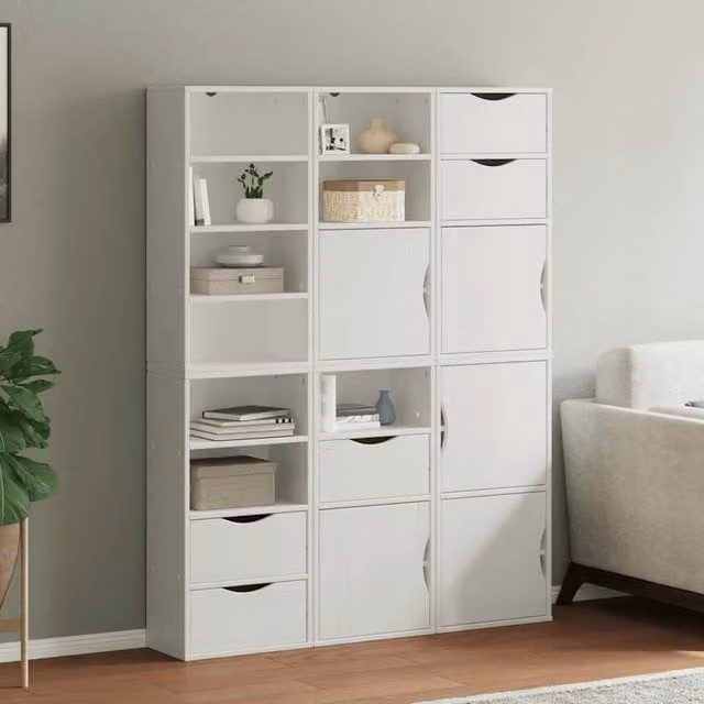 Berkfield Home ODDA Side Cabinets, 6 Piece Set, White Solid Wood Pine, W: 40 cm, D: 24 cm, H: 79 cm
