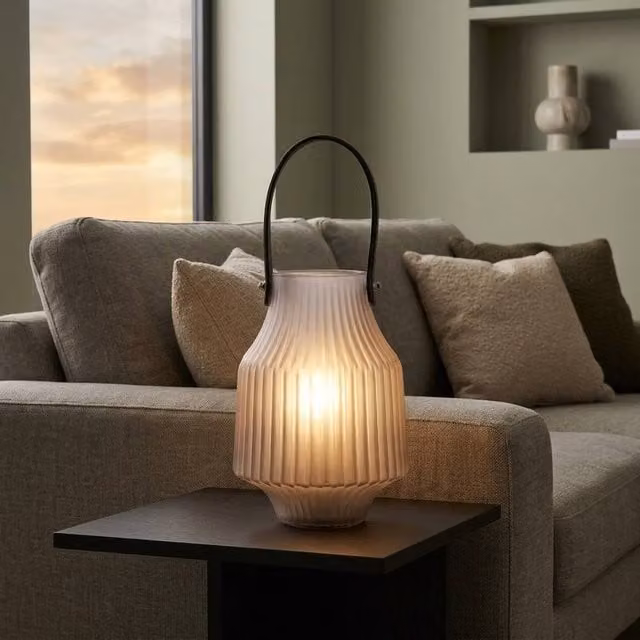 Garden Greatness Maison Portable Frosted Glass Lantern in Grey
