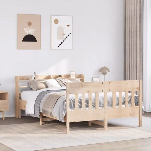 Berkfield Home Rustic Solid Wood Pine Bed Frame in Brown, 160 x 200 cm – 1