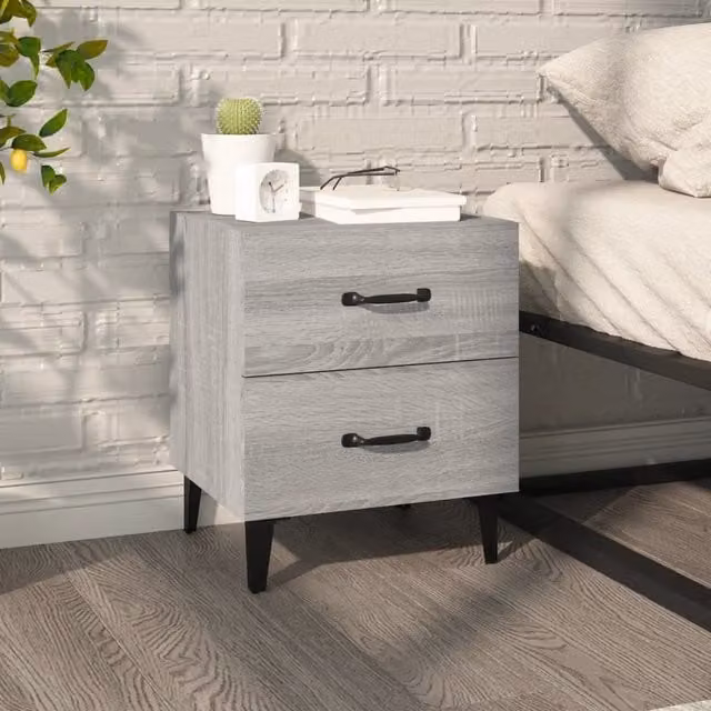 Berkfield Home Grey Sonoma Bedside Cabinet W: 40 cm, D: 35 cm, H: 47.5 cm