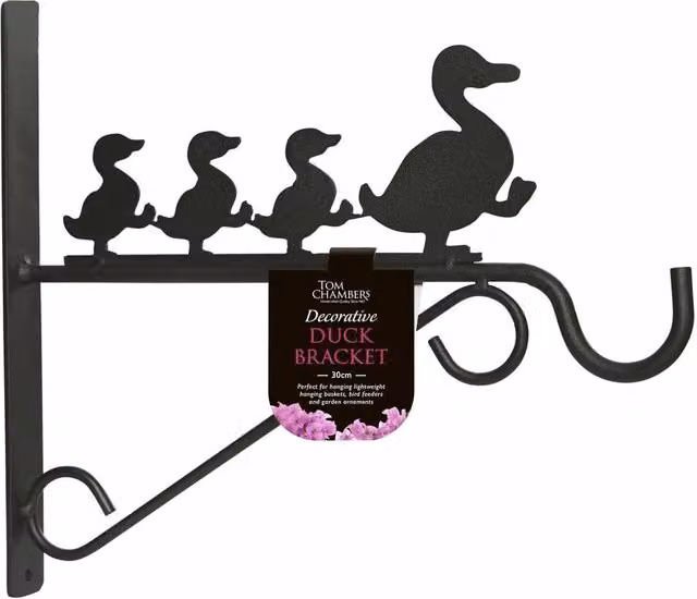 Tom Chambers Metal Duck Hanging Garden Basket Bracket in Black, 30cm