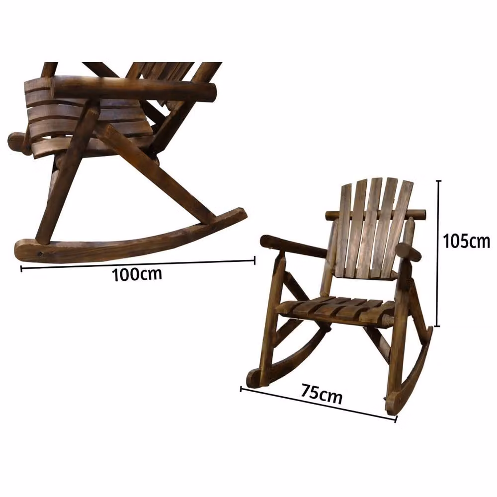 Kelvenix Brown Rustic Treated Hardwood Garden Rocking Armchair – 2