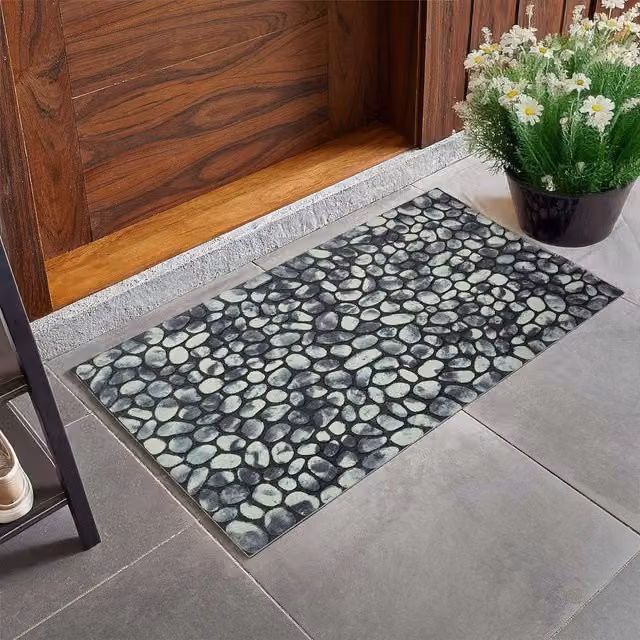Nicoman Pebble Stone Pattern Indoor and Outdoor Doormat, Grey, W: 60 cm, D: 40 cm – 1