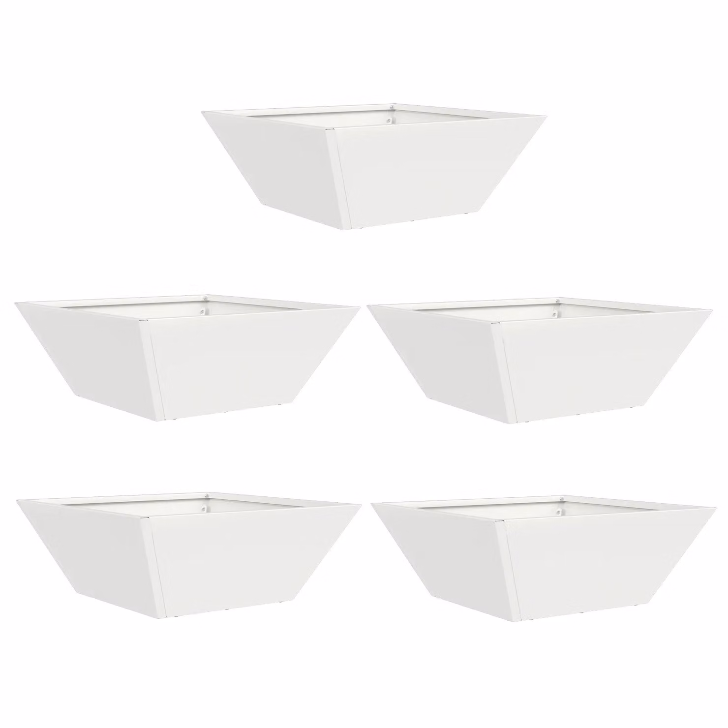Berkfield Home Garden Bowl Planters, 5 Piece Set, White Steel and Plastic, W/D/H: 40 x 40 x 15 cm – 2