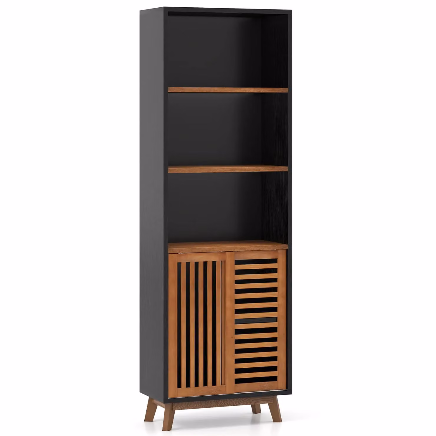Costway 5-Tier Bookshelf with Reversible Adjustable Shelves in Brown – 11