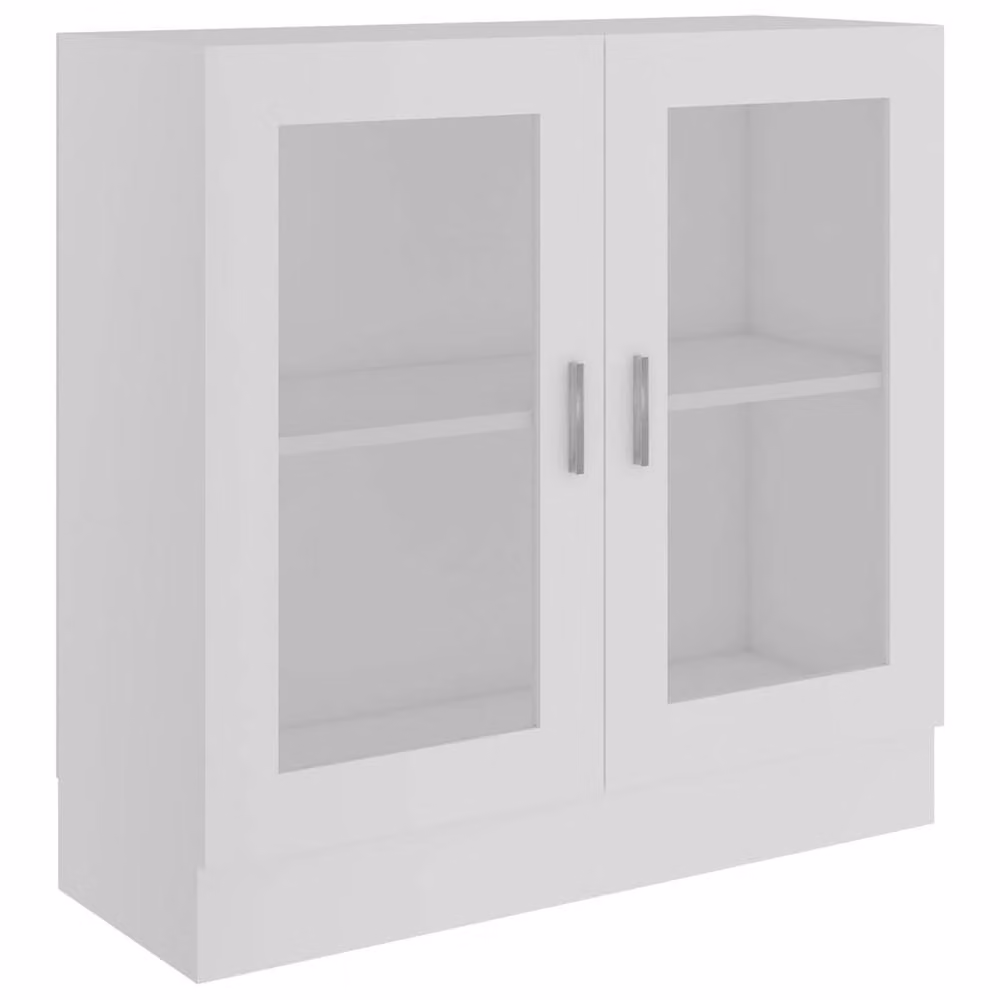 Berkfield Home White Vitrine Cabinet with Glass Doors, W/D/H: 82.5 x 30.5 x 80 cm – 2