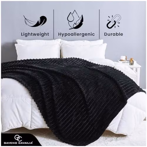 Gaveno Cavailia Black Fleece Throw Blanket, W/D/H: 150 x 200 cm – 2
