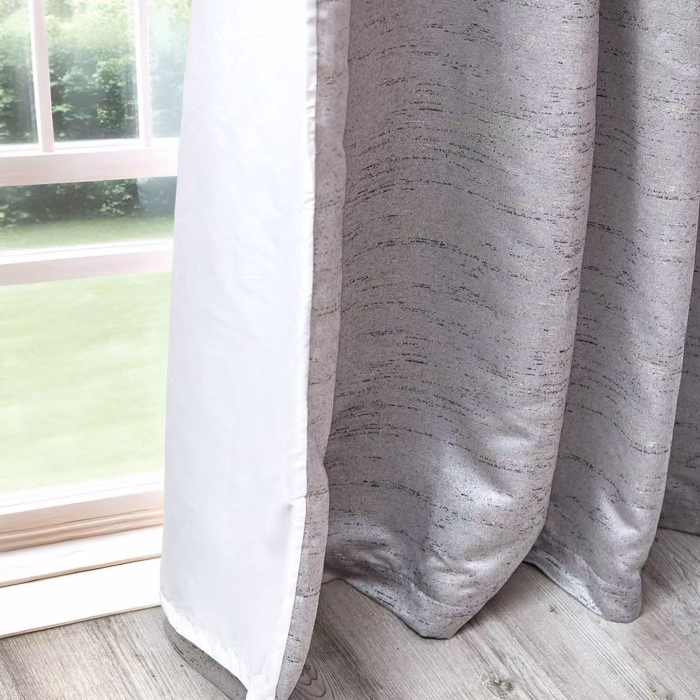 New Edge Blinds Wisteria Grey Textured Floral Eyelet Curtains, Width: 168 cm, Drop: 229 cm – 2