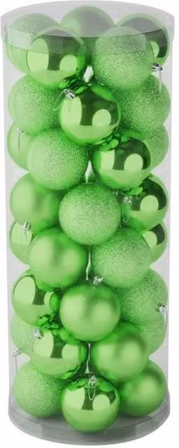 KDMD 48 Light Green Christmas Baubles with Matt, Shiny and Glitter Finishes, Diameter: 8 cm