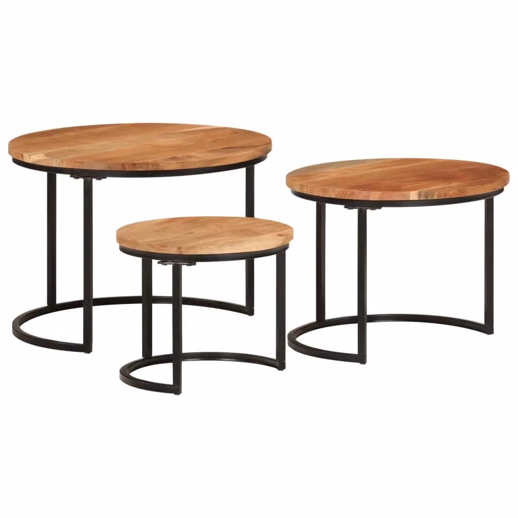 Berkfield Home Nesting Tables, Set of 3, Solid Acacia Wood, Brown – 2