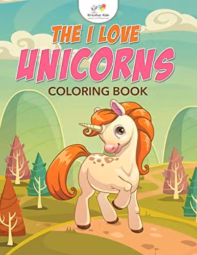 Kreative Kids I Love Unicorns Colouring Book for Children, Multicolour, H: 27.94 cm, W: 21.59 cm