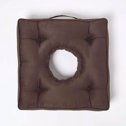 Homescapes Brown Faux Suede Coccyx Cushion, W/D/H: 50 x 50 x 5 cm – 6
