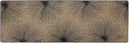 MantraRaj Elegance Dandelion Clock Rubber Runner Mat in Grey and Beige, W/D: 50 x 150 cm