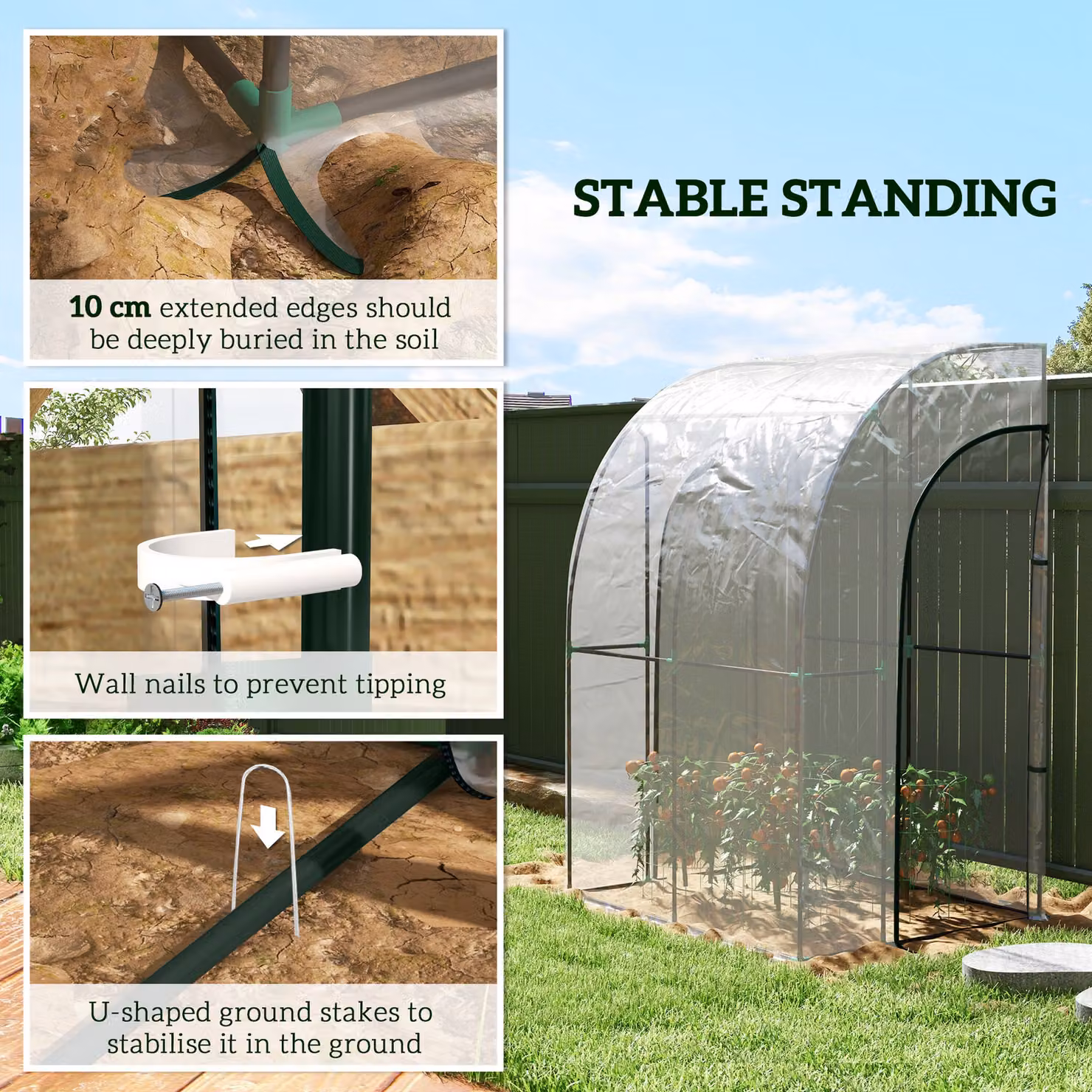 Outsunny Walk-In Lean To Greenhouse with Accessories, W/D/H: 143 x 118 x 168 cm – 5