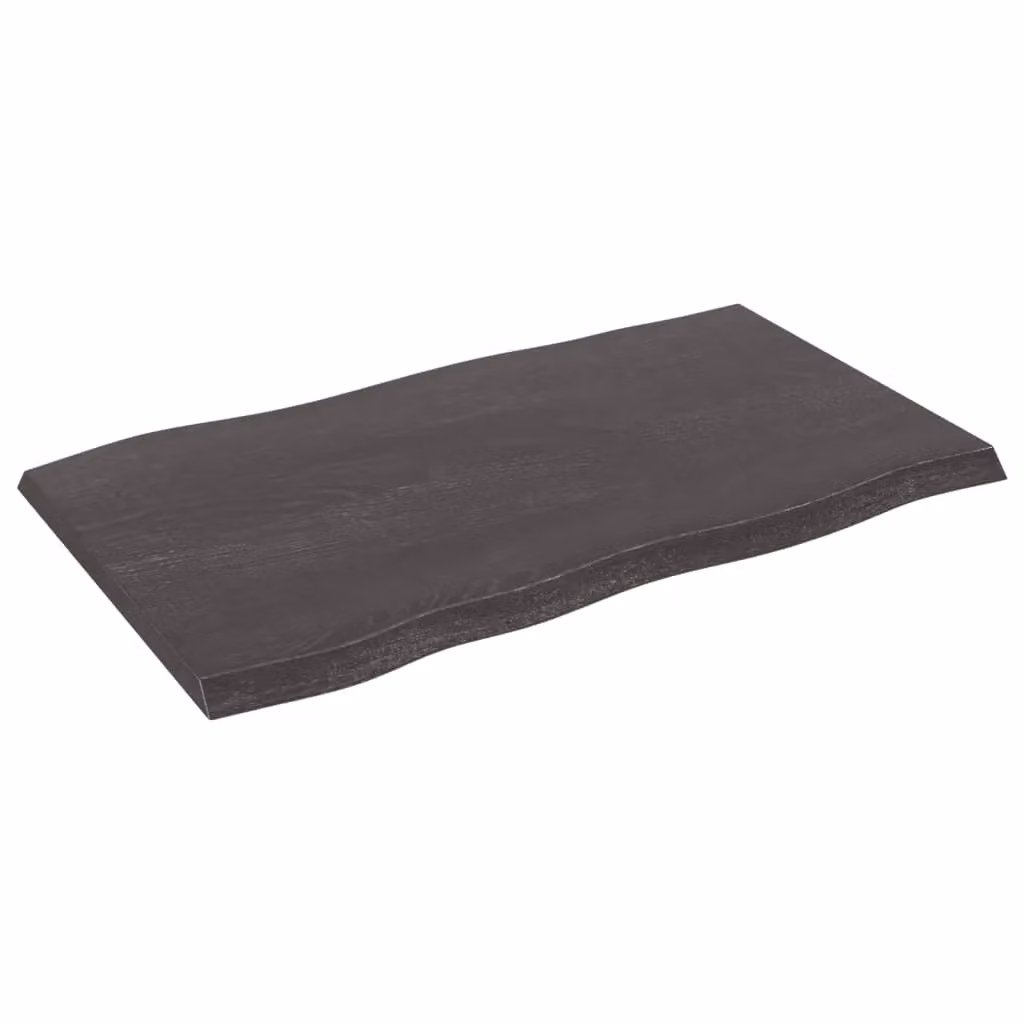 Berkfield Home Table Top Live Edge Solid Wood Countertop in Dark Grey and Brown, W: 100 cm, D: 60 cm, H: 2-4 cm – 2