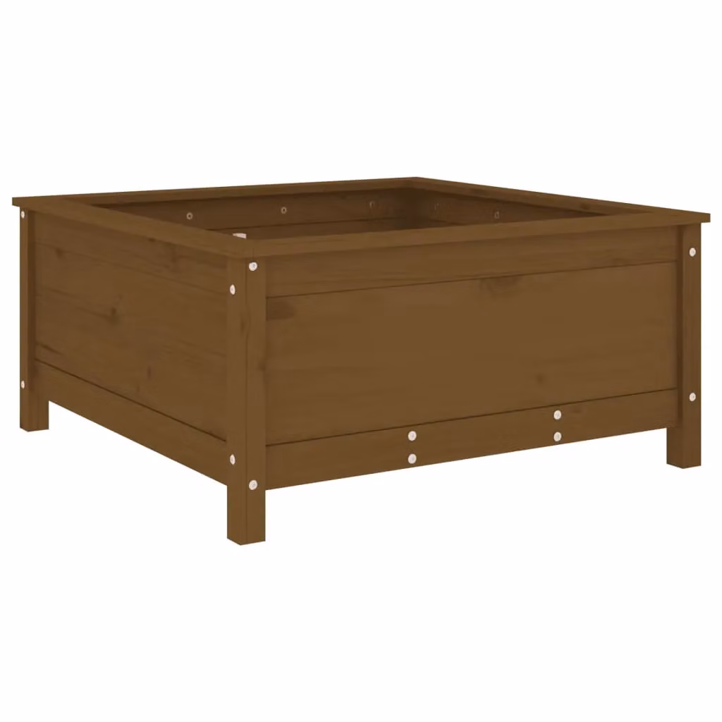 Berkfield Home Brown Solid Wood Pine Garden Planter Tub W: 82.5 cm, D: 82.5 cm, H: 39 cm – 2