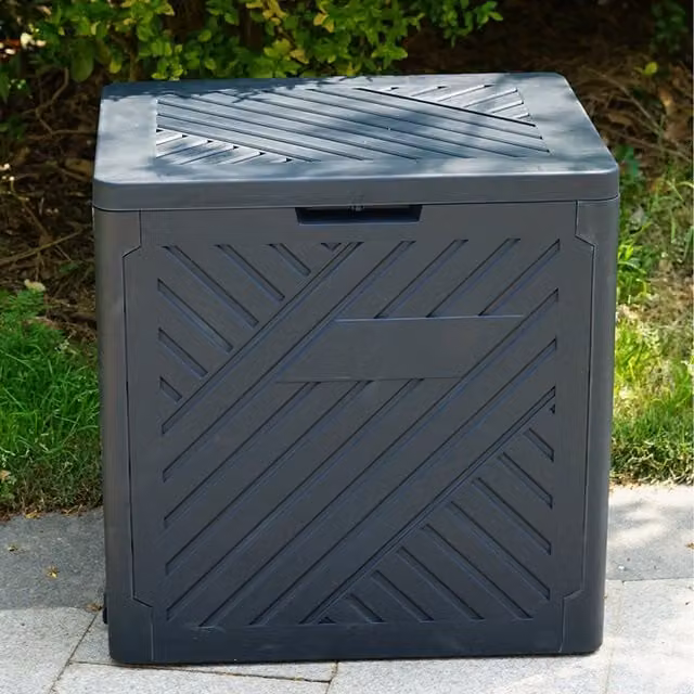 Gr8 Garden 120L Outdoor Storage Box in Anthracite and Black, W/D/H: 56 x 44 x 44 cm