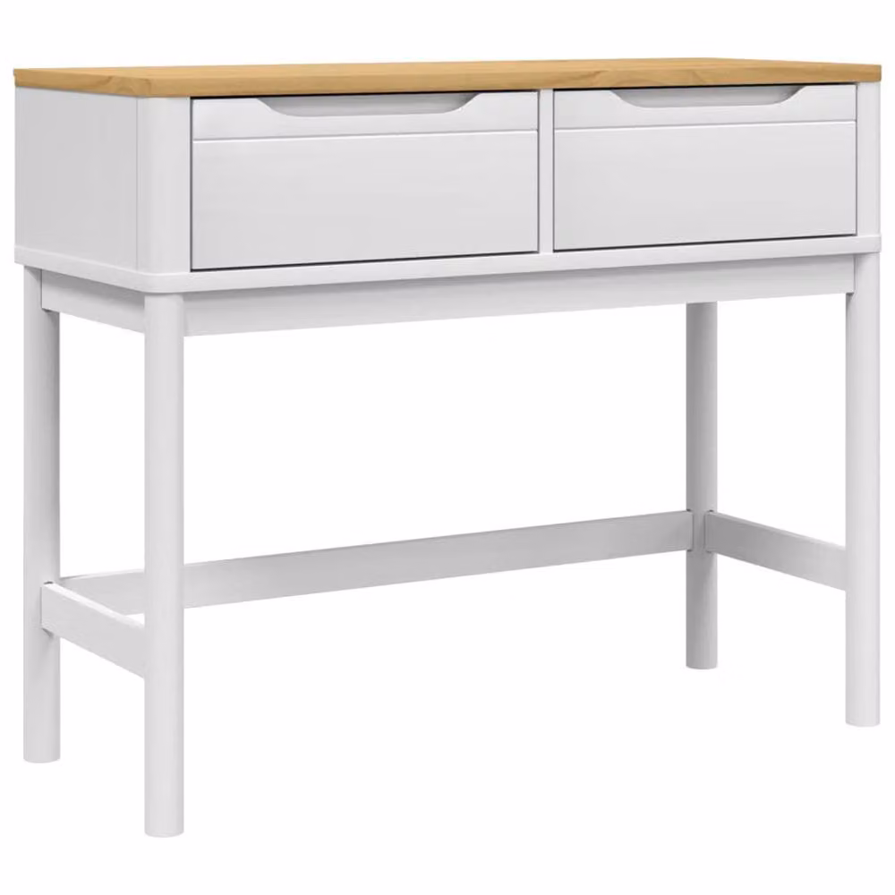 Berkfield Home Beautiful FLORO White Console Table in Solid Pine Wood, W: 89.5 cm, D: 36.5 cm, H: 73 cm – 2